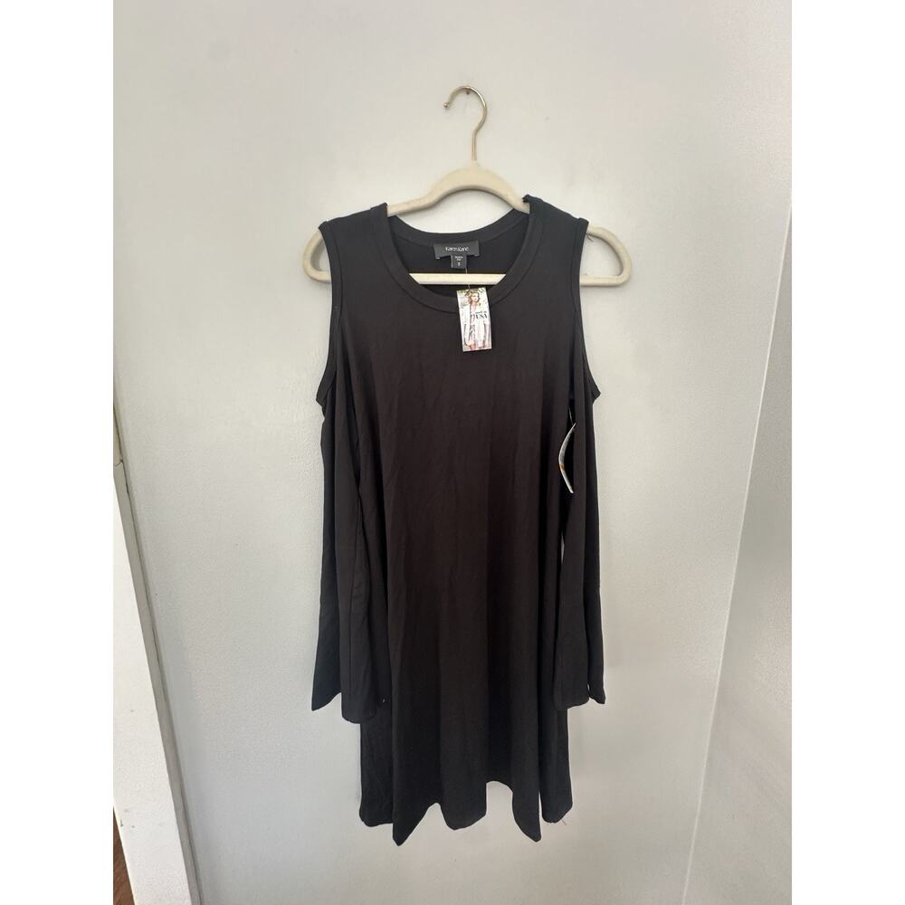 NWT Karen Kane Black Cold Shoulder Long Flare Sleeve Stretchy Dress Size Small